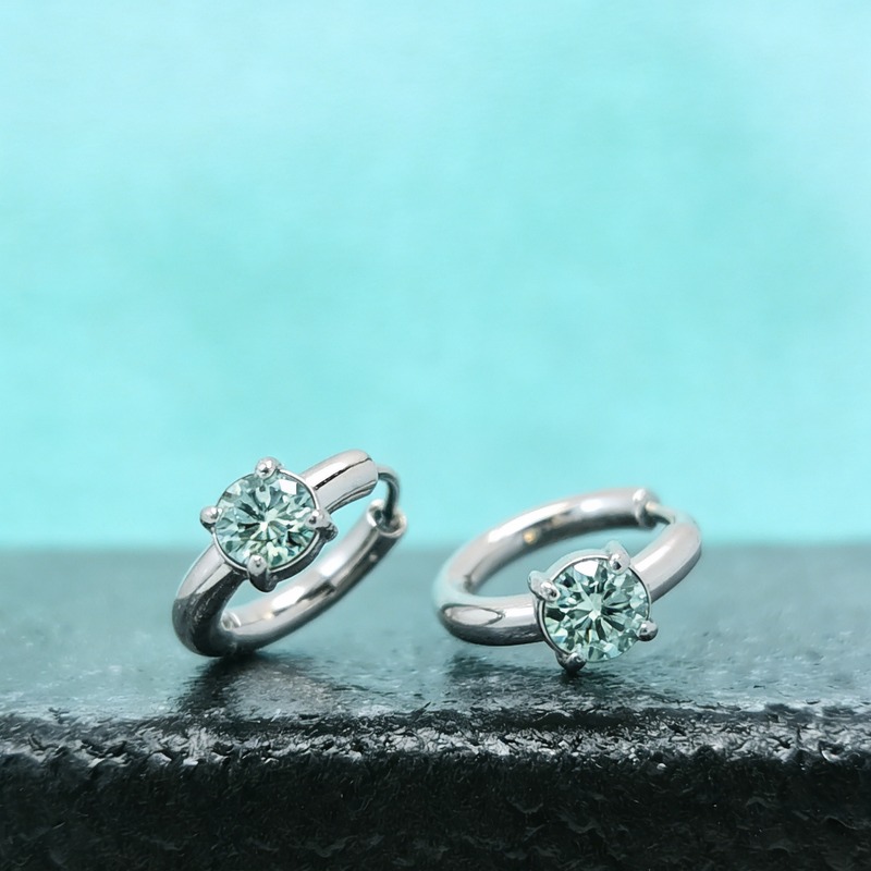 Women's Light Blue Moissanite Earrings, Exquisite Design